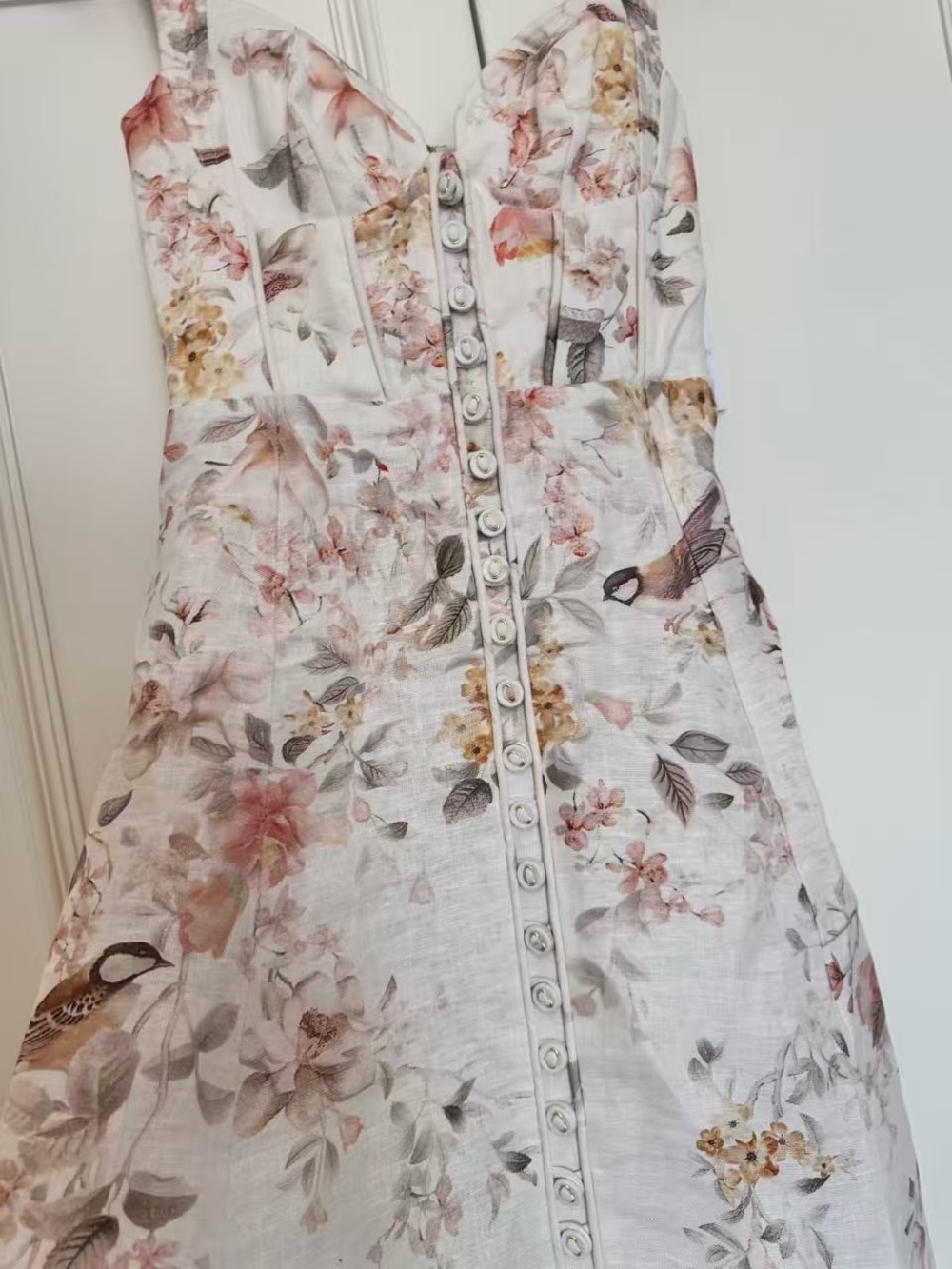Zimmermann Cream Floral Maxi Dress with Pink & Orange Accents size 0 - Picture 8 of 16